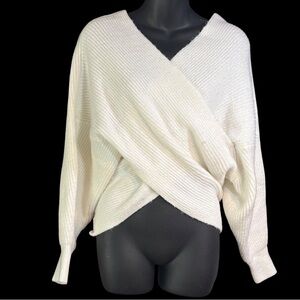 Blueivy a White Open-Knit Wrap Sweater m/large